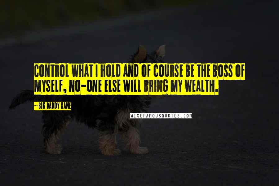 Big Daddy Kane Quotes: Control what I hold and of course be the boss of myself, no-one else will bring my wealth.