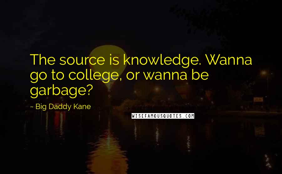 Big Daddy Kane Quotes: The source is knowledge. Wanna go to college, or wanna be garbage?