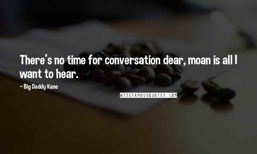 Big Daddy Kane Quotes: There's no time for conversation dear, moan is all I want to hear.