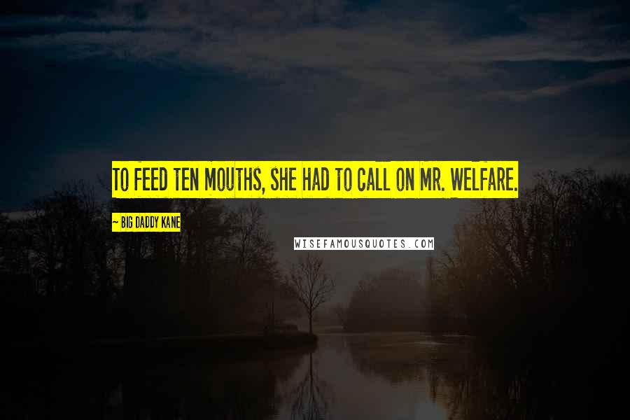 Big Daddy Kane Quotes: To feed ten mouths, she had to call on Mr. Welfare.