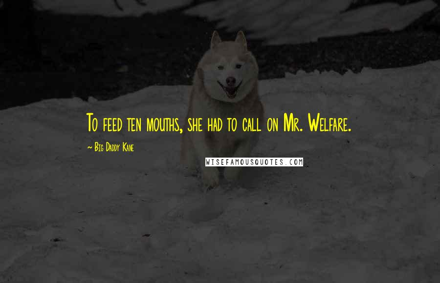 Big Daddy Kane Quotes: To feed ten mouths, she had to call on Mr. Welfare.