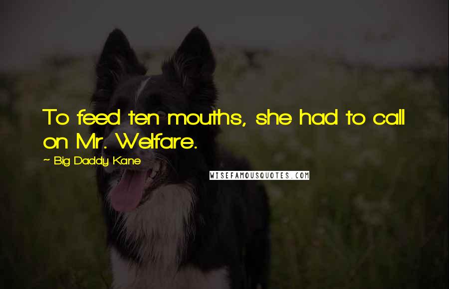 Big Daddy Kane Quotes: To feed ten mouths, she had to call on Mr. Welfare.