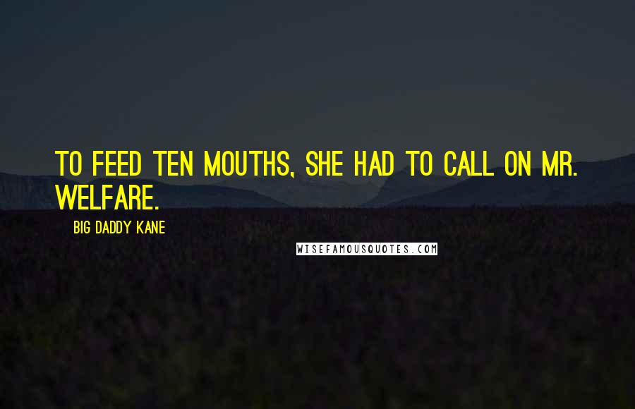 Big Daddy Kane Quotes: To feed ten mouths, she had to call on Mr. Welfare.