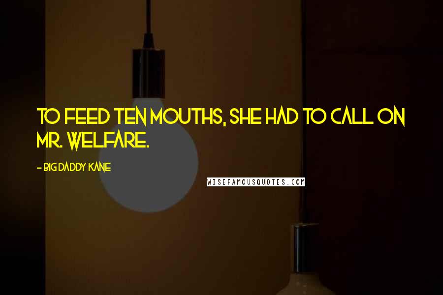 Big Daddy Kane Quotes: To feed ten mouths, she had to call on Mr. Welfare.