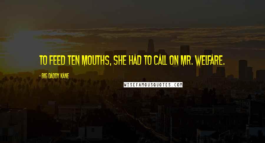 Big Daddy Kane Quotes: To feed ten mouths, she had to call on Mr. Welfare.
