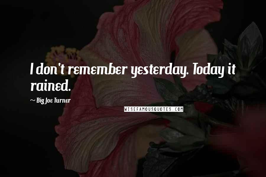 Big Joe Turner Quotes: I don't remember yesterday. Today it rained.