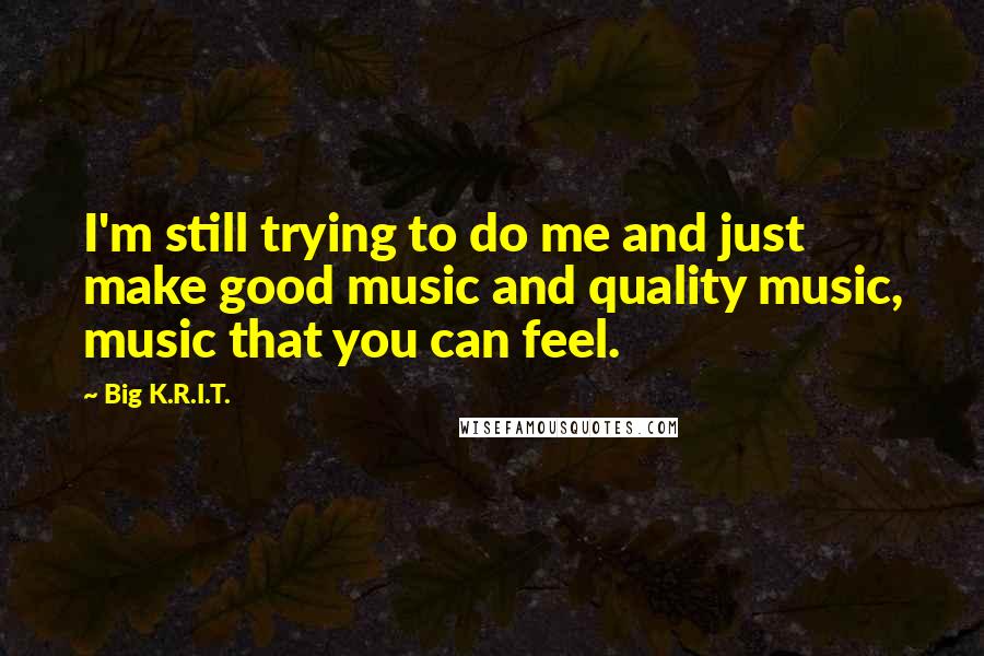 Big K.R.I.T. Quotes: I'm still trying to do me and just make good music and quality music, music that you can feel.