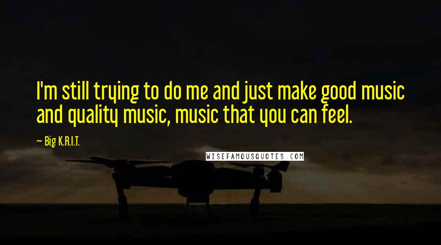 Big K.R.I.T. Quotes: I'm still trying to do me and just make good music and quality music, music that you can feel.