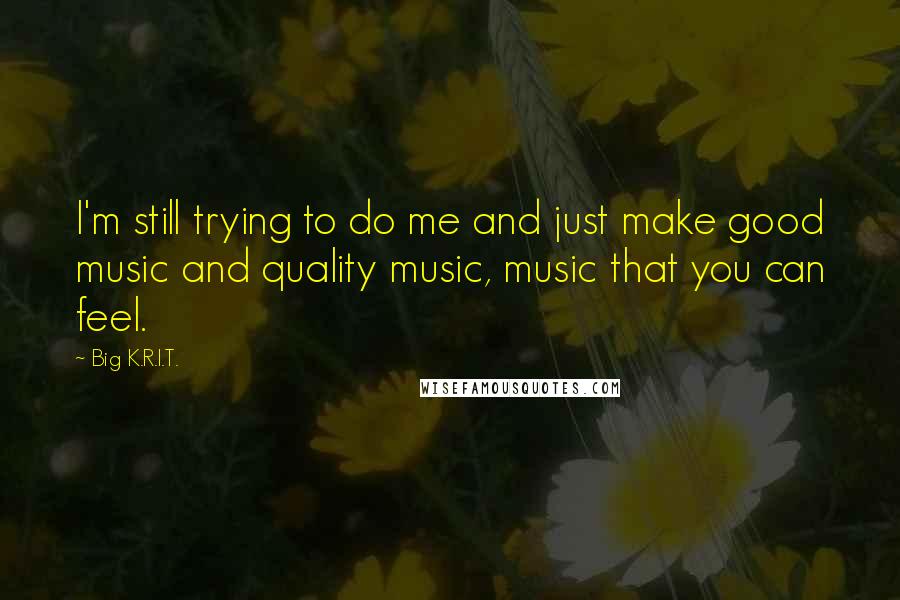 Big K.R.I.T. Quotes: I'm still trying to do me and just make good music and quality music, music that you can feel.