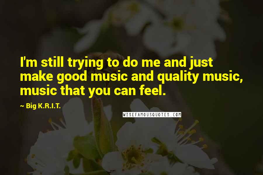 Big K.R.I.T. Quotes: I'm still trying to do me and just make good music and quality music, music that you can feel.