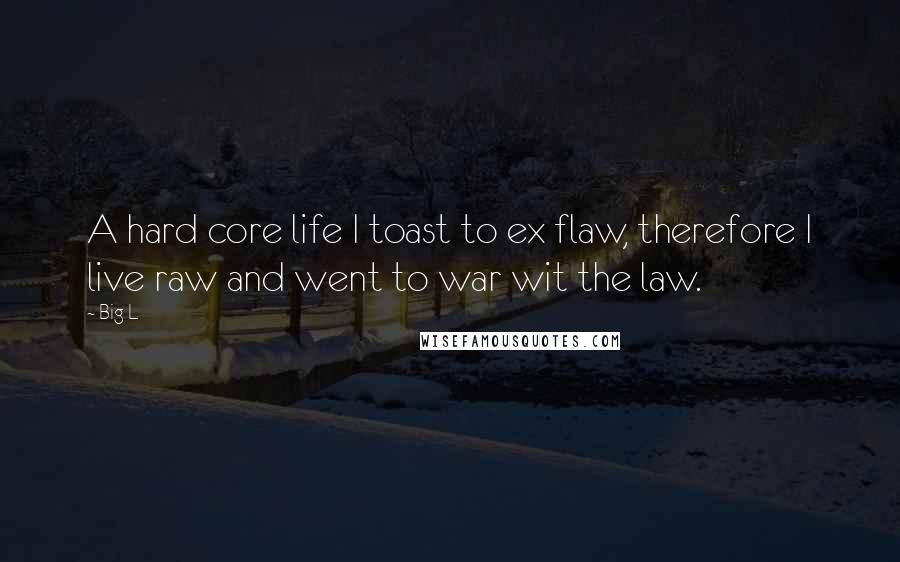 Big L Quotes: A hard core life I toast to ex flaw, therefore I live raw and went to war wit the law.