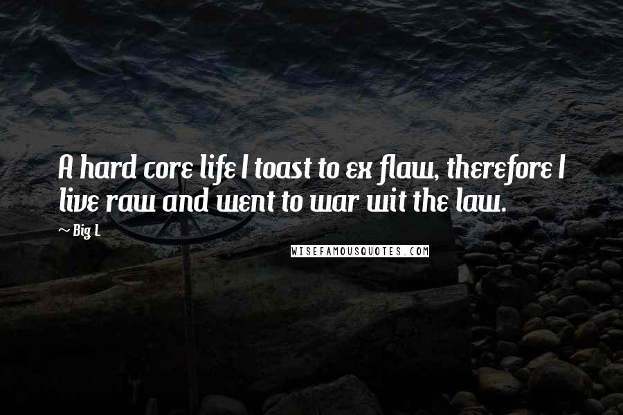 Big L Quotes: A hard core life I toast to ex flaw, therefore I live raw and went to war wit the law.