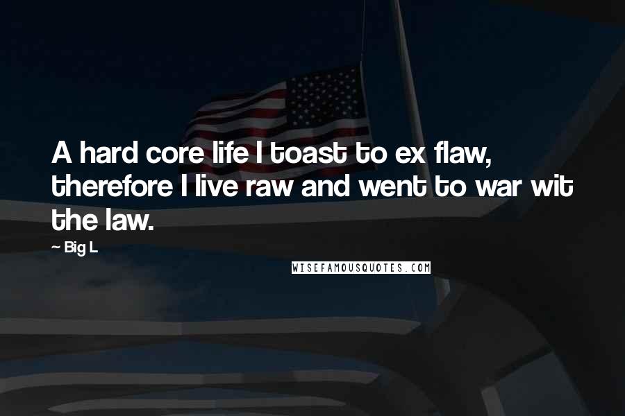 Big L Quotes: A hard core life I toast to ex flaw, therefore I live raw and went to war wit the law.