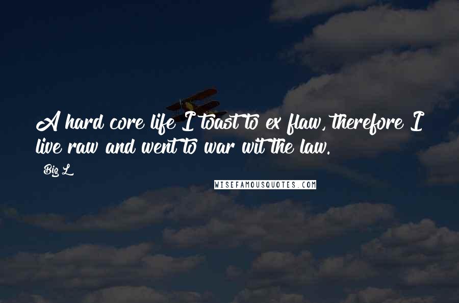 Big L Quotes: A hard core life I toast to ex flaw, therefore I live raw and went to war wit the law.