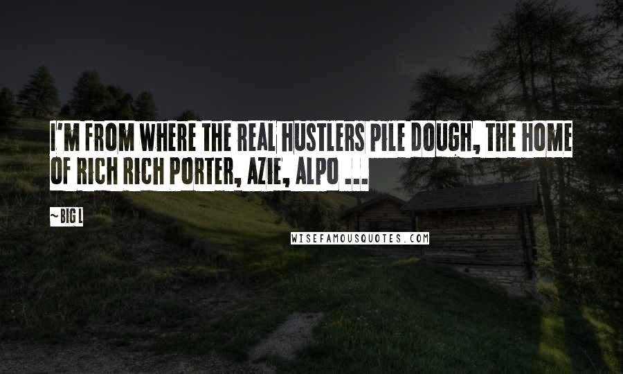 Big L Quotes: I'm from where the real hustlers pile dough, the home of Rich Rich Porter, Azie, Alpo ...