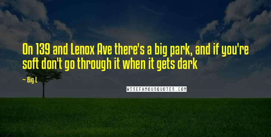 Big L Quotes: On 139 and Lenox Ave there's a big park, and if you're soft don't go through it when it gets dark