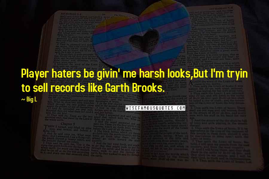 Big L Quotes: Player haters be givin' me harsh looks,But I'm tryin to sell records like Garth Brooks.