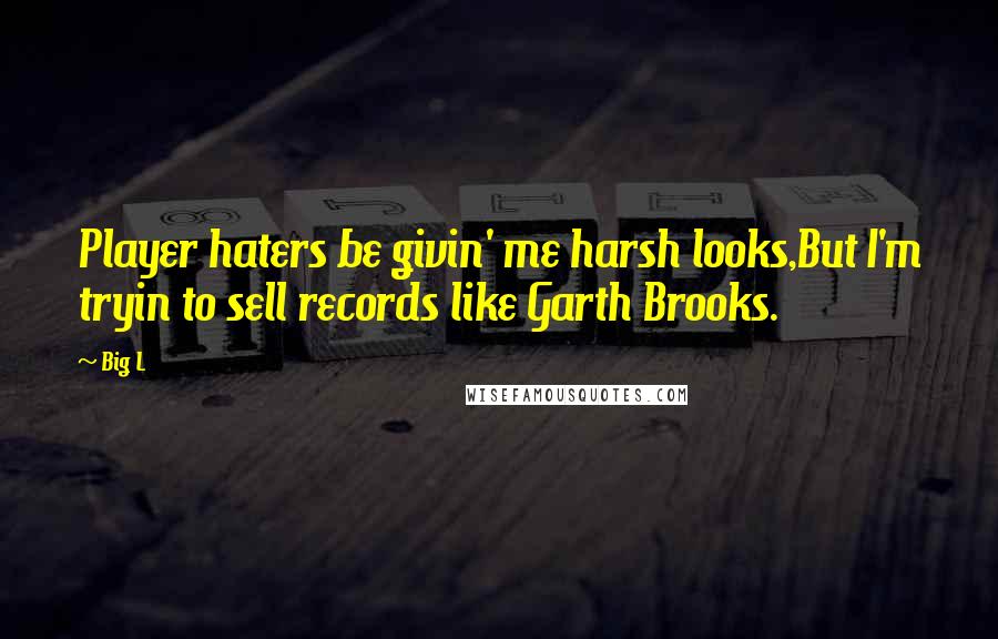 Big L Quotes: Player haters be givin' me harsh looks,But I'm tryin to sell records like Garth Brooks.