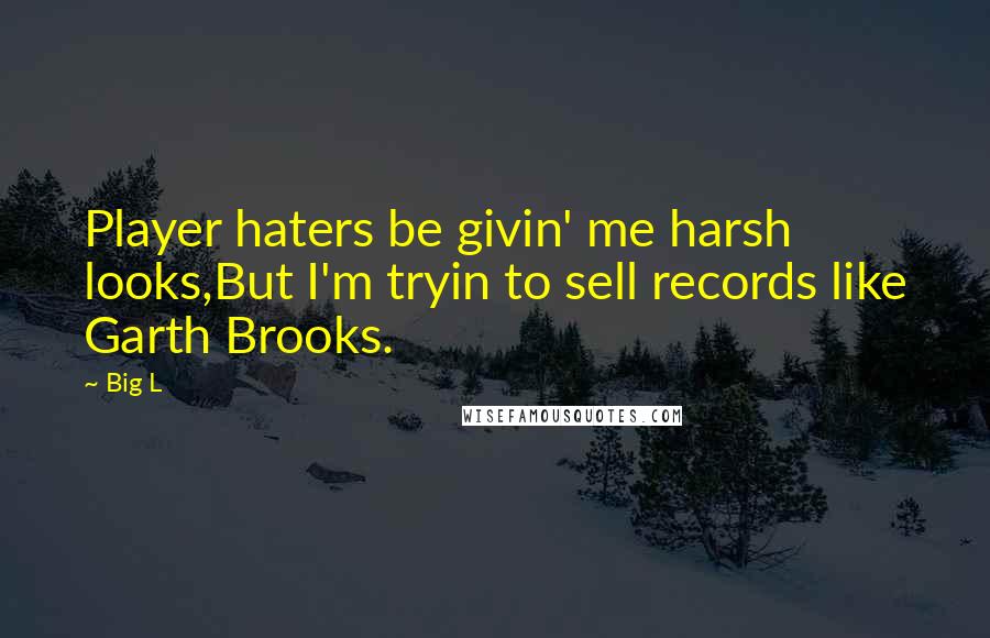 Big L Quotes: Player haters be givin' me harsh looks,But I'm tryin to sell records like Garth Brooks.