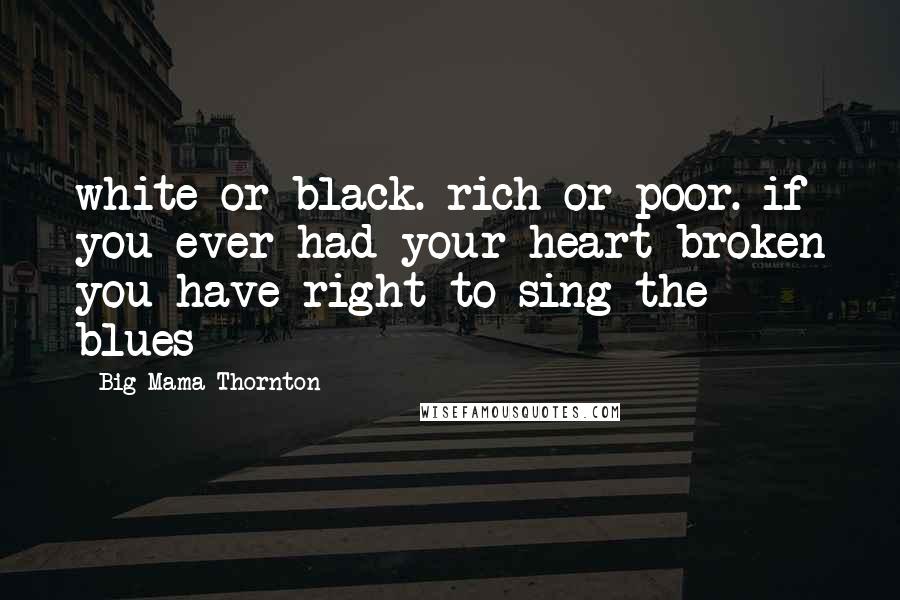 Big Mama Thornton Quotes: white or black. rich or poor. if you ever had your heart broken you have right to sing the blues