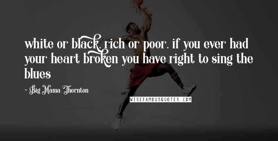 Big Mama Thornton Quotes: white or black. rich or poor. if you ever had your heart broken you have right to sing the blues