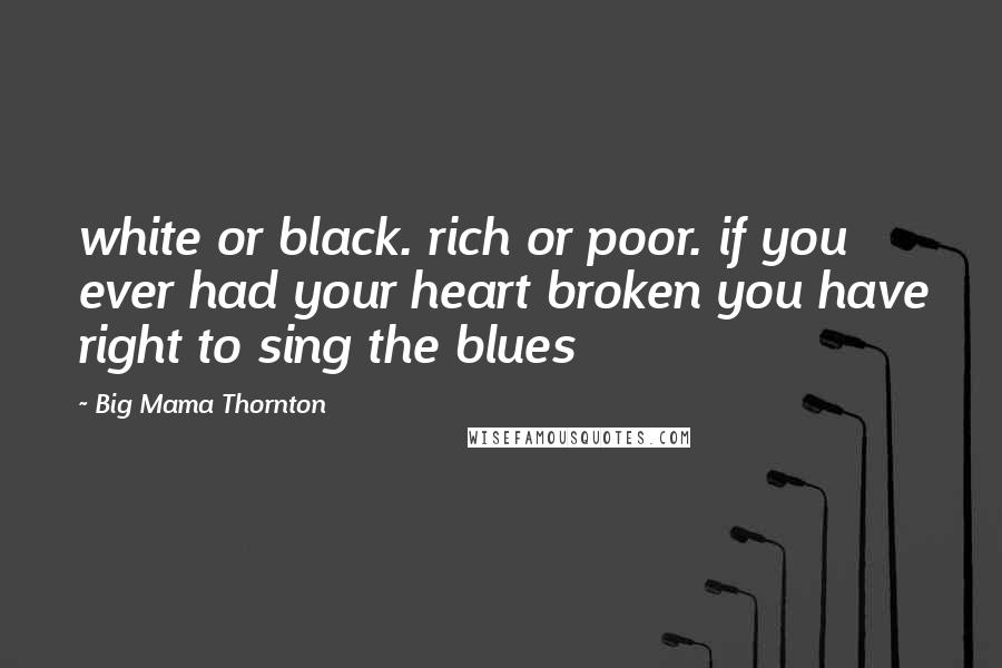 Big Mama Thornton Quotes: white or black. rich or poor. if you ever had your heart broken you have right to sing the blues