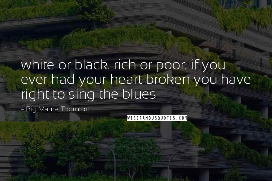 Big Mama Thornton Quotes: white or black. rich or poor. if you ever had your heart broken you have right to sing the blues