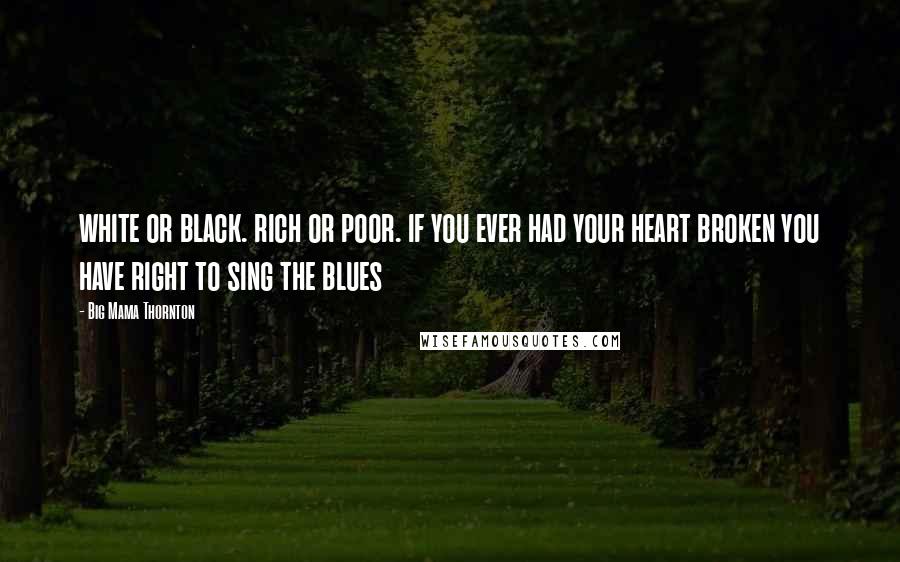 Big Mama Thornton Quotes: white or black. rich or poor. if you ever had your heart broken you have right to sing the blues