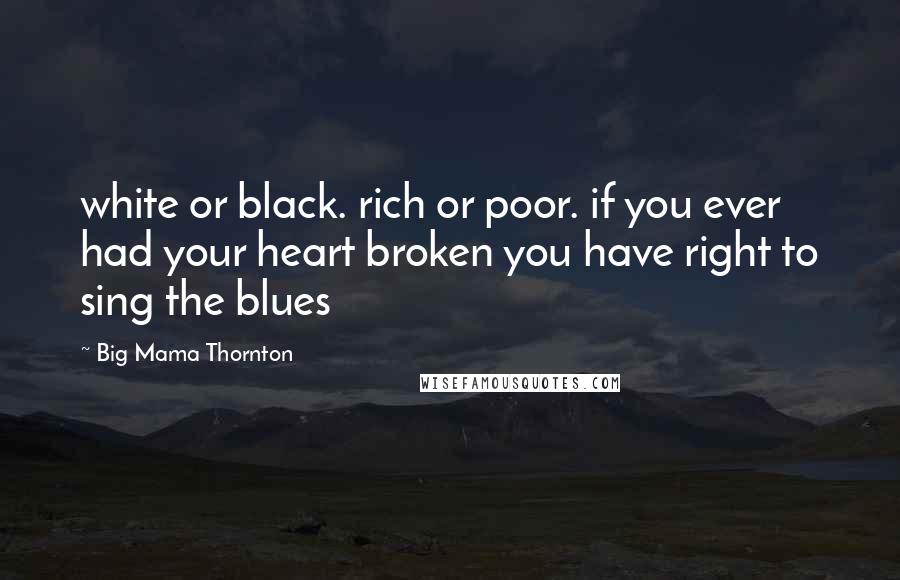 Big Mama Thornton Quotes: white or black. rich or poor. if you ever had your heart broken you have right to sing the blues