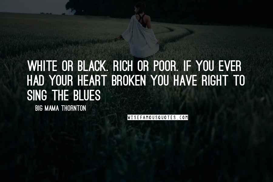 Big Mama Thornton Quotes: white or black. rich or poor. if you ever had your heart broken you have right to sing the blues