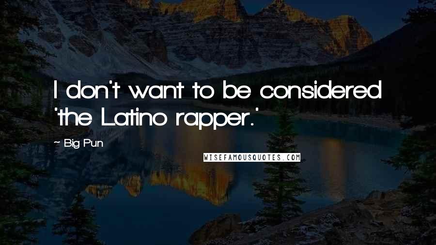 Big Pun Quotes: I don't want to be considered 'the Latino rapper.'