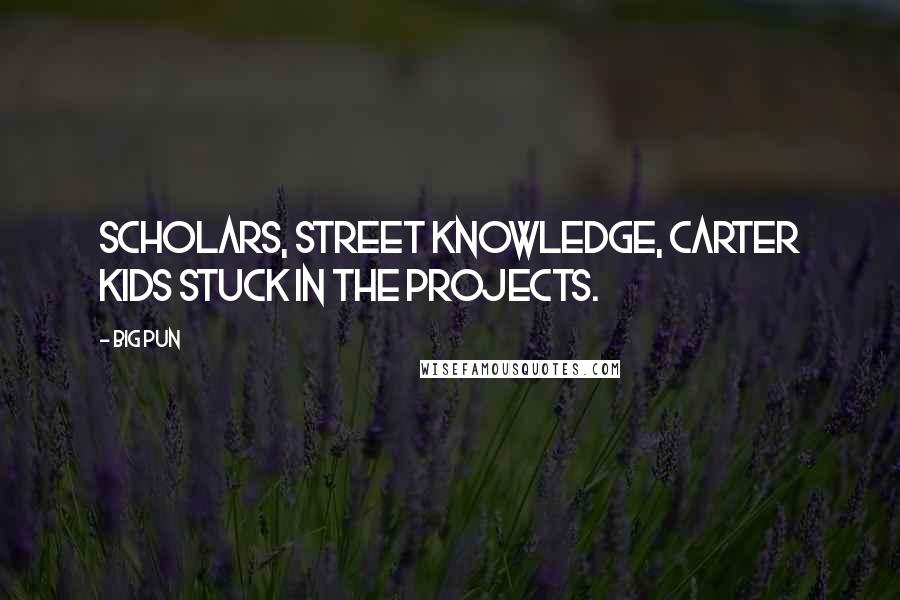 Big Pun Quotes: Scholars, street knowledge, Carter kids stuck in the projects.