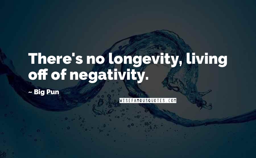 Big Pun Quotes: There's no longevity, living off of negativity.