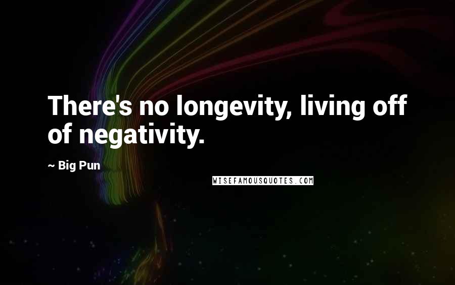 Big Pun Quotes: There's no longevity, living off of negativity.