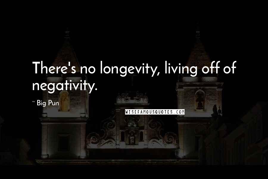 Big Pun Quotes: There's no longevity, living off of negativity.