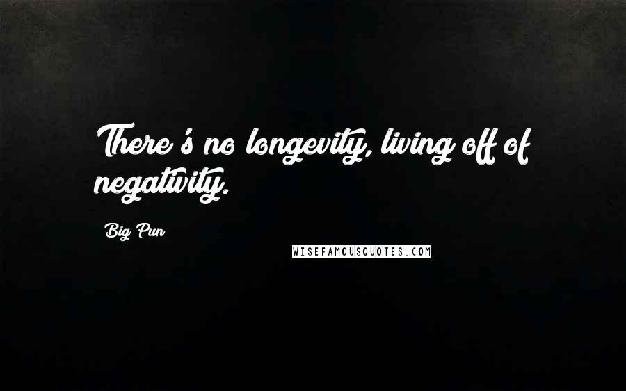 Big Pun Quotes: There's no longevity, living off of negativity.