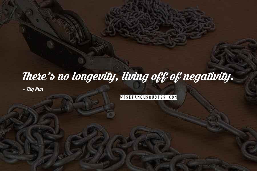 Big Pun Quotes: There's no longevity, living off of negativity.