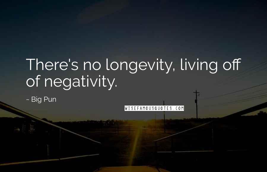 Big Pun Quotes: There's no longevity, living off of negativity.