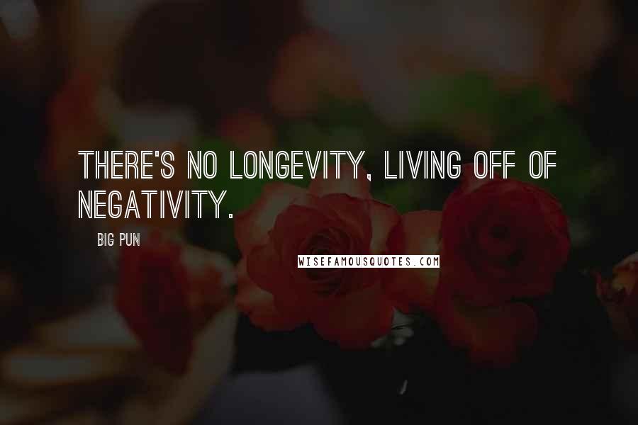 Big Pun Quotes: There's no longevity, living off of negativity.