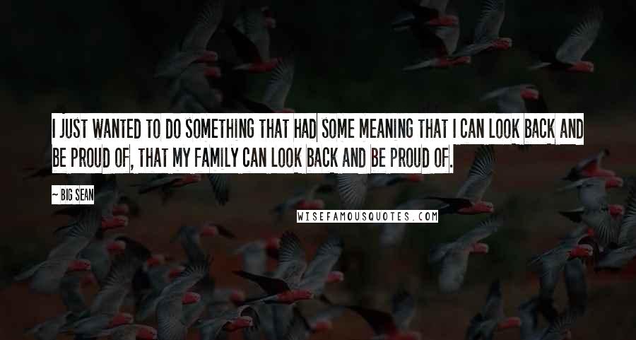 Big Sean Quotes: I just wanted to do something that had some meaning that I can look back and be proud of, that my family can look back and be proud of.