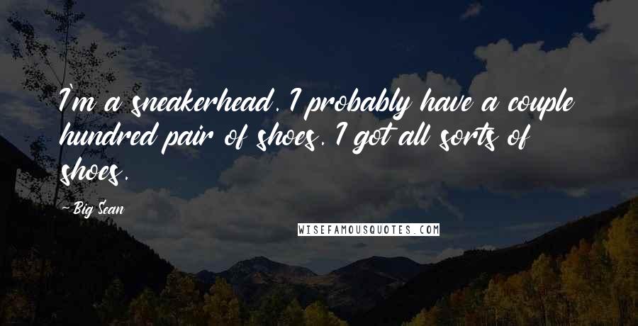 Big Sean Quotes: I'm a sneakerhead. I probably have a couple hundred pair of shoes. I got all sorts of shoes.