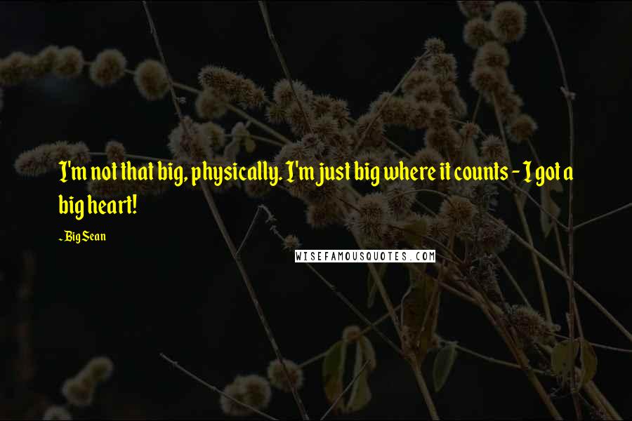 Big Sean Quotes: I'm not that big, physically. I'm just big where it counts - I got a big heart!