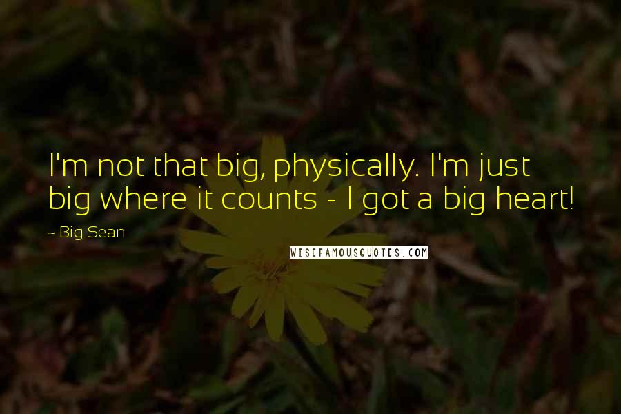 Big Sean Quotes: I'm not that big, physically. I'm just big where it counts - I got a big heart!