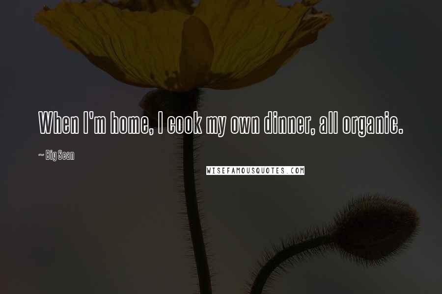 Big Sean Quotes: When I'm home, I cook my own dinner, all organic.