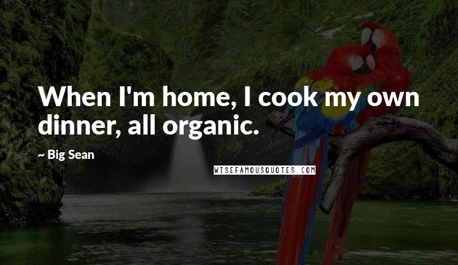 Big Sean Quotes: When I'm home, I cook my own dinner, all organic.