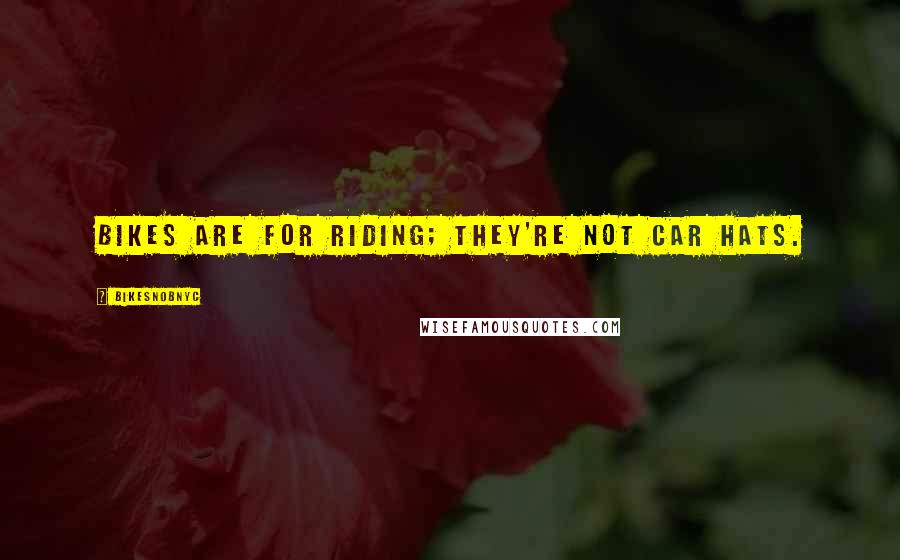 BikeSnobNYC Quotes: Bikes are for riding; they're not car hats.