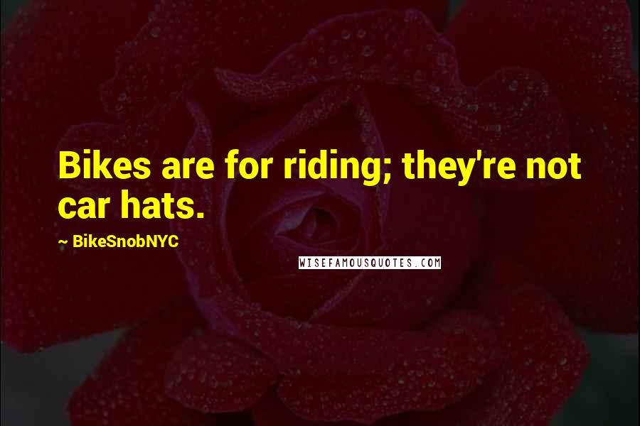 BikeSnobNYC Quotes: Bikes are for riding; they're not car hats.