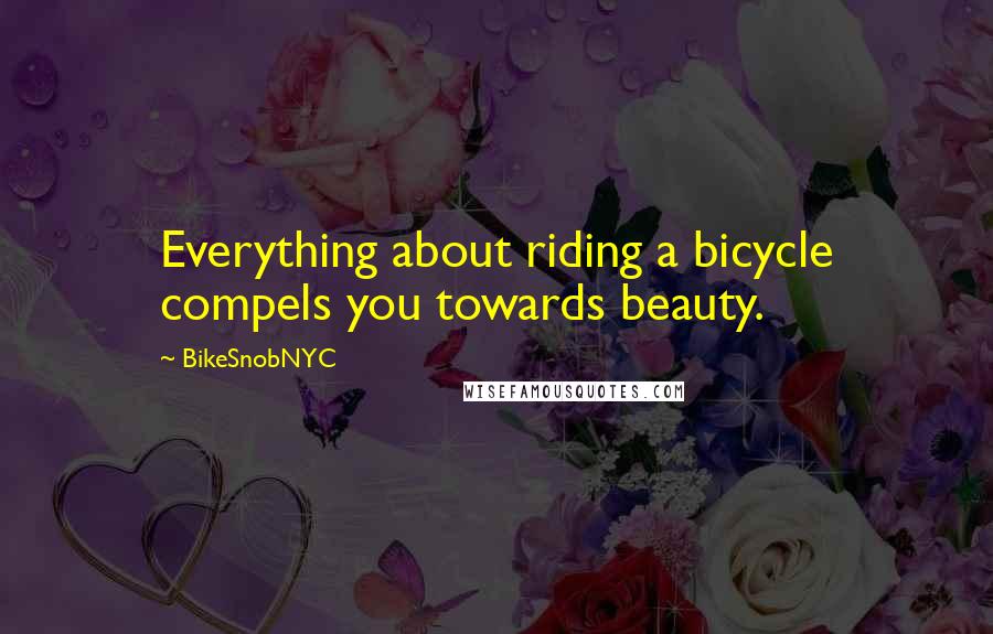 BikeSnobNYC Quotes: Everything about riding a bicycle compels you towards beauty.