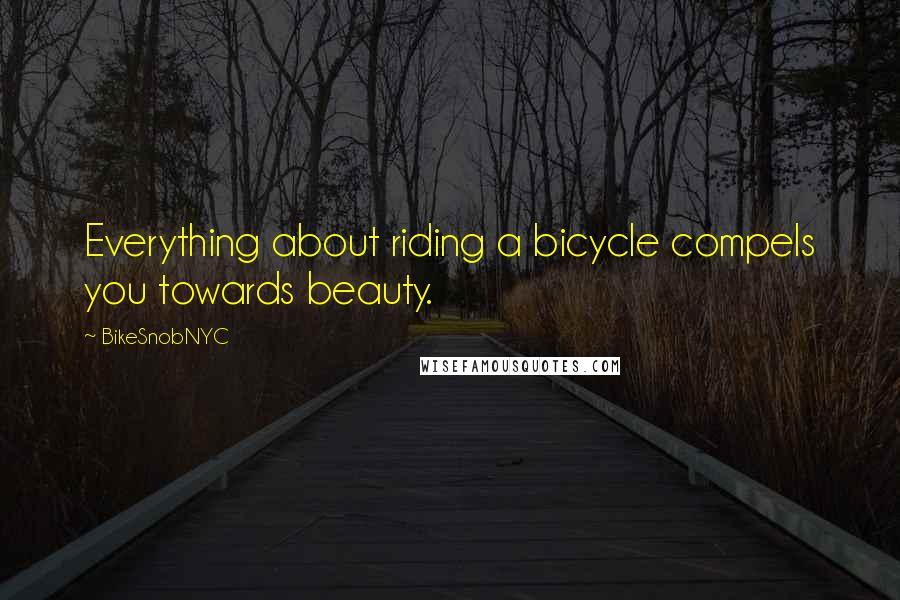 BikeSnobNYC Quotes: Everything about riding a bicycle compels you towards beauty.