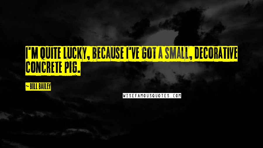 Bill Bailey Quotes: I'm quite lucky, because I've got a small, decorative concrete pig.